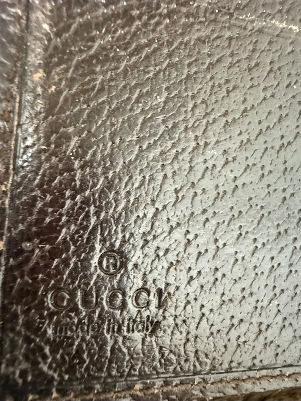 Authentic Gucci Brown & Beige GG Canvas Bifold Wallet with Metal Plate